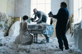 Ralf Schmerberg and Daniel Gottschalk shoot a beautiful Swan version of Meret Becker in a scene from Snowflakes For Breakfast.//Photography by Katja Oortman